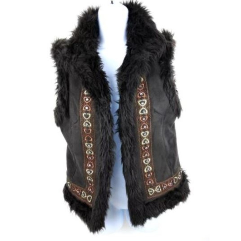 Fuda Studio Vest Size Small Brown Faux Suede